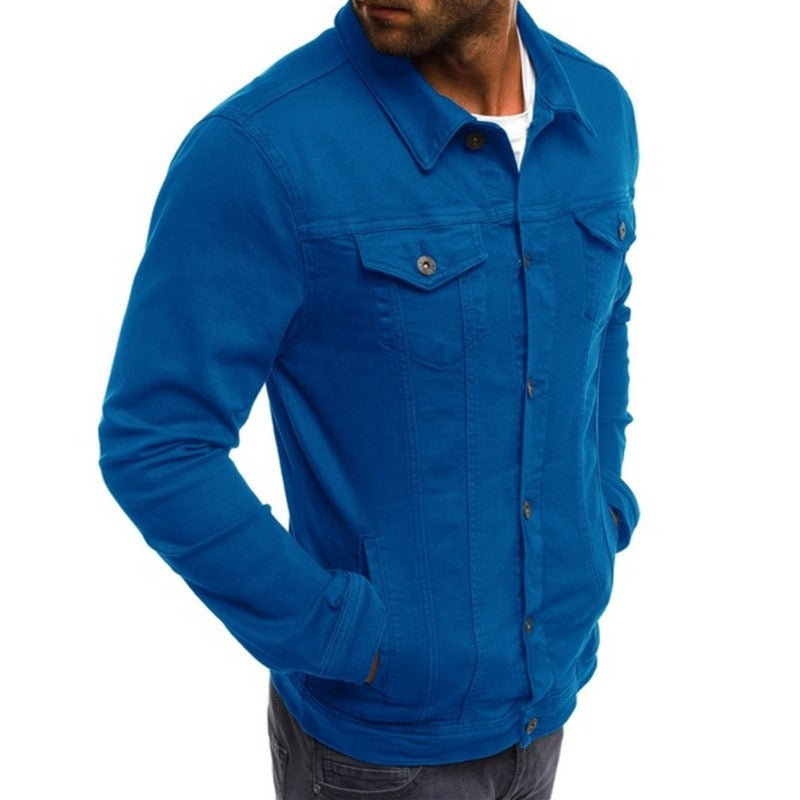 High Quality Denim Jacket Casual Solid Color Streetwear Coat Cardigan Button Workwear Jacket Top | zc132