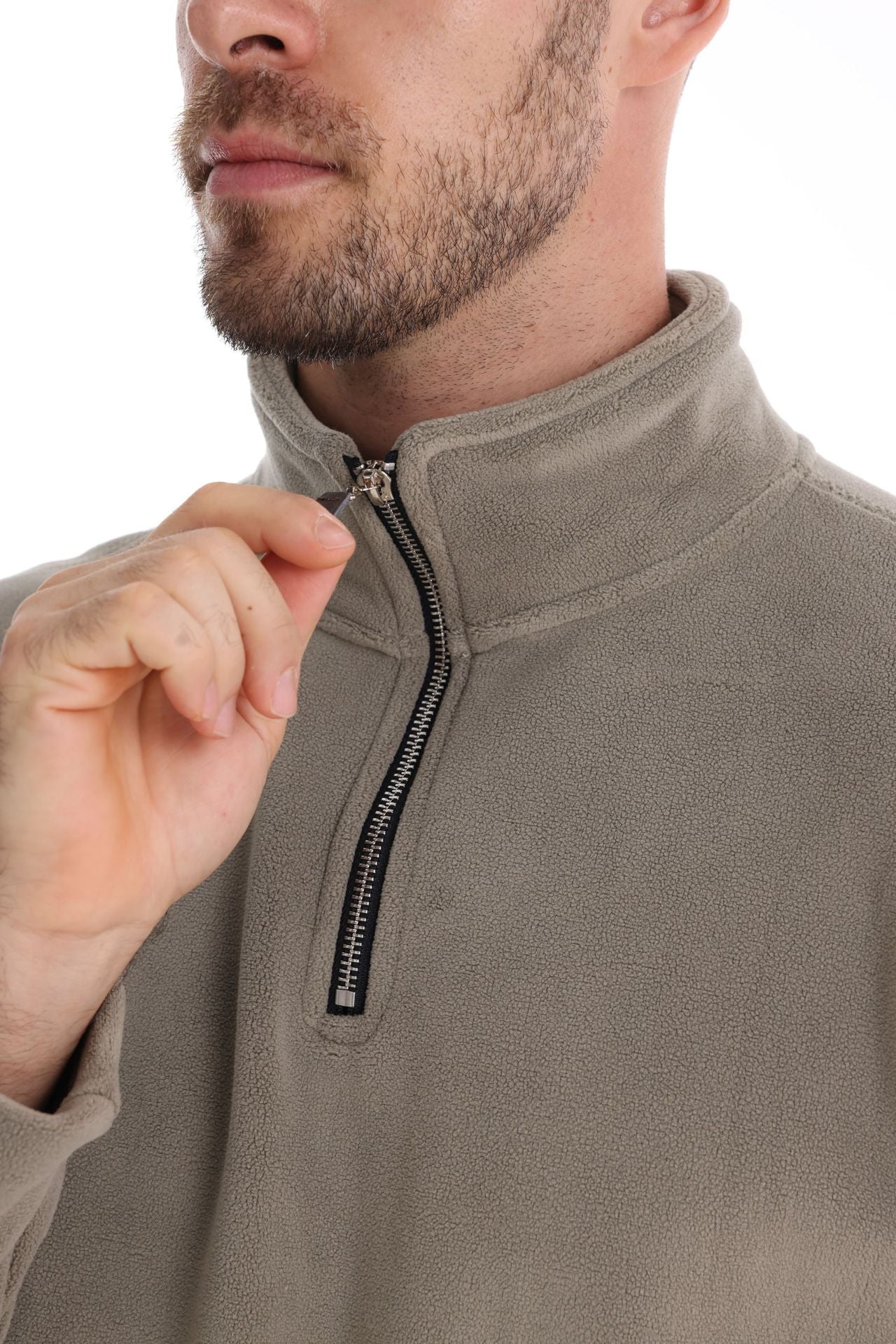 Men’s Fleece Pullover Sweatshirts | Autumn-Winter 2025 Europe Fashion | Half-Zip Stand Collar Tops | HD08