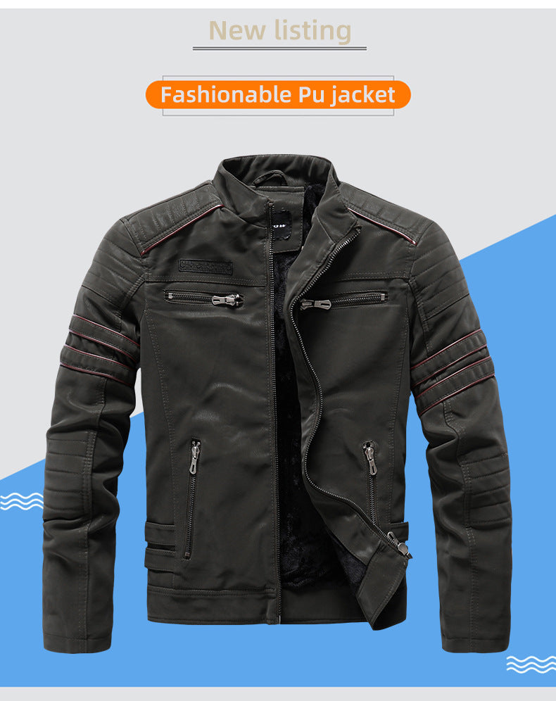 Giacca da uomo in pelle scamosciata morbida spazzolata PU, moda, multi-ricamata, giacca da marea, blazer | 8809