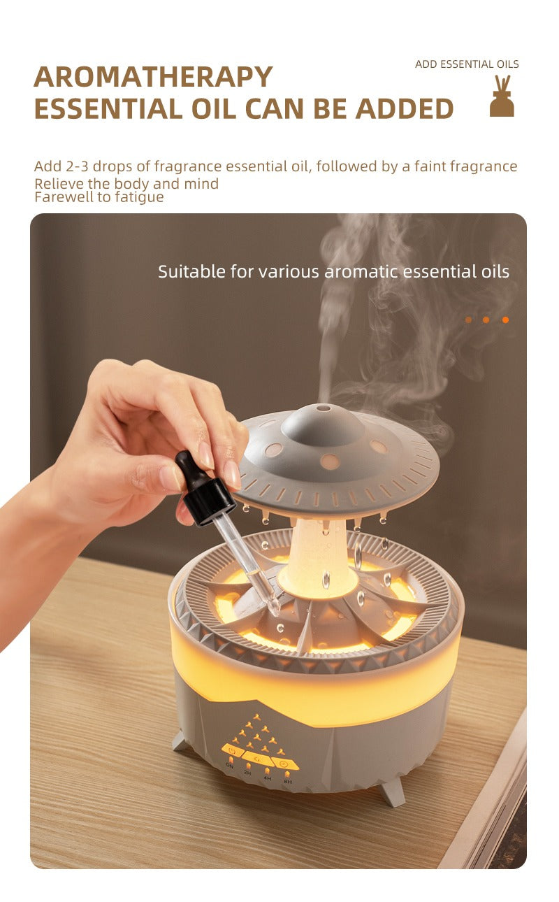 Remote Control Raindrop Cloud Humidifier 7 Colors LED Lamp UFO Aroma Diffusers | X01