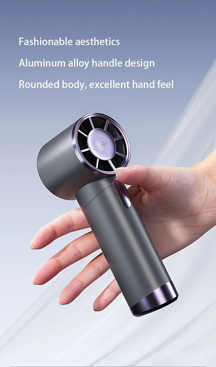 Turbo Handheld Fan with LED Display 100-Speed USB Rechargeable Mini Fan Portable Outdoor Cooling Fan | DS1013