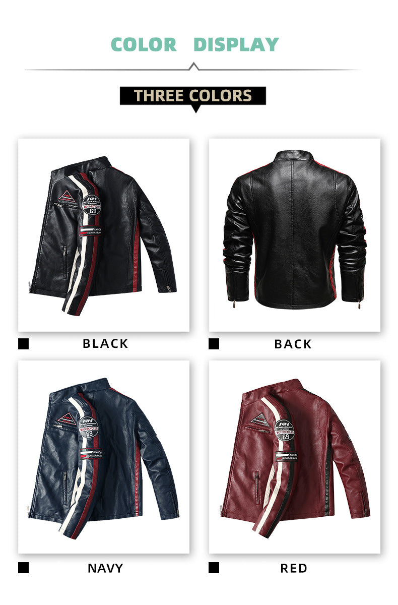Veste en similicuir pour homme avec col montant et poches multiples | KH-188