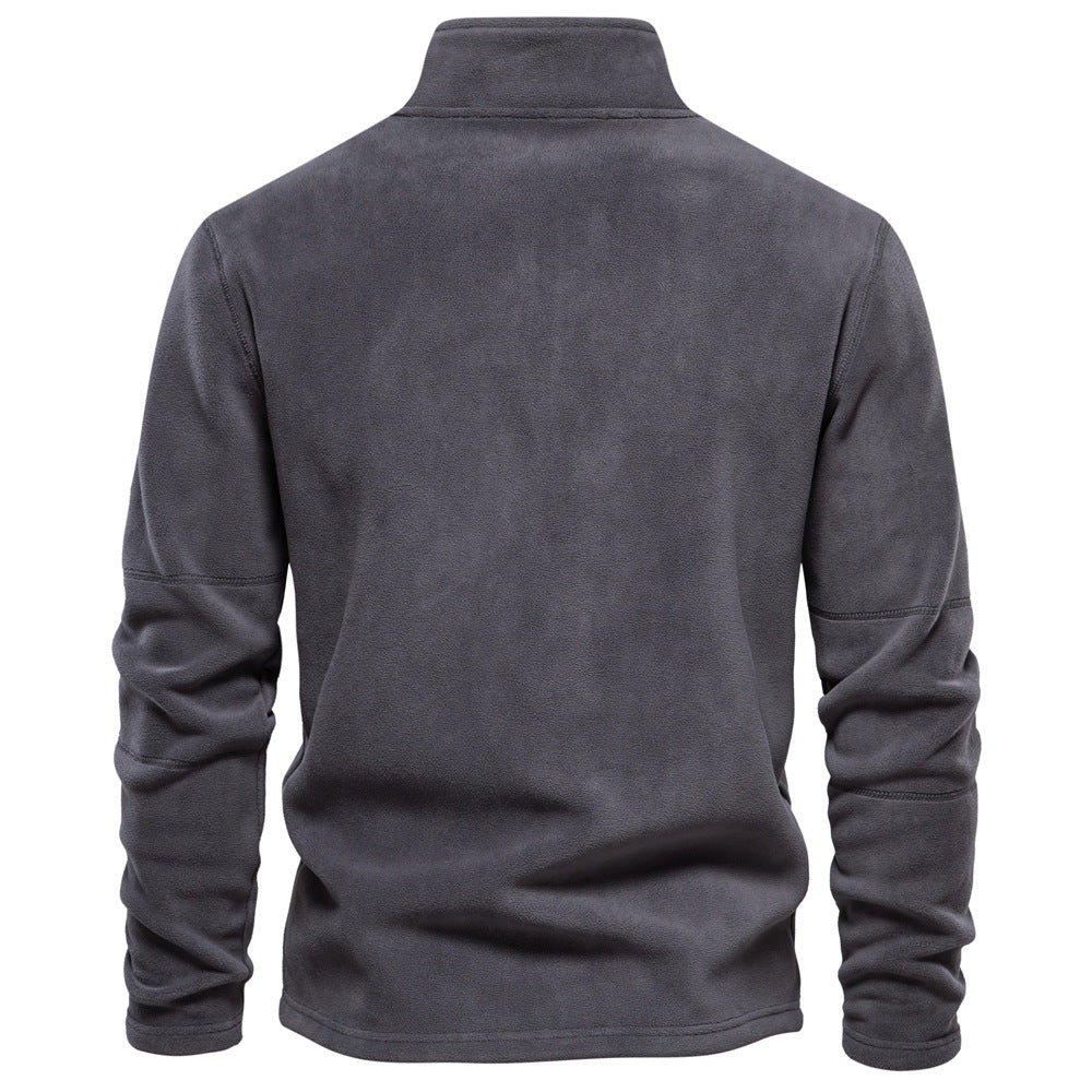 Men’s Fleece Pullover Sweatshirts | Autumn-Winter 2025 Europe Fashion | Half-Zip Stand Collar Tops | HD08
