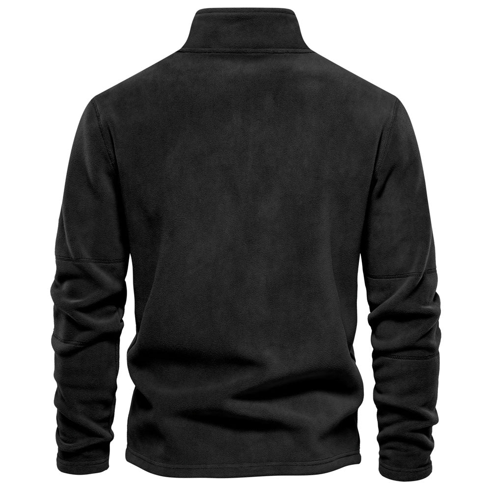 Men’s Fleece Pullover Sweatshirts | Autumn-Winter 2025 Europe Fashion | Half-Zip Stand Collar Tops | HD08