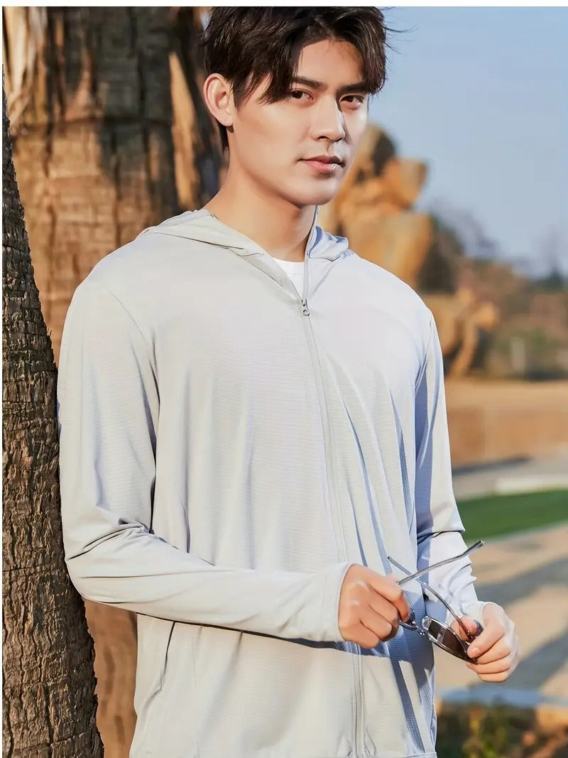 Men’s Lightweight UV Sun Hoodie – Ice Silk, Quick-Dry & Breathable for Summer – Fishing, Cycling, Hiking Activewear | 1999
