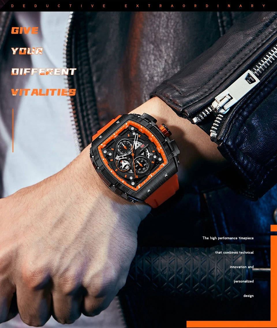 Montres de sport à quartz de luxe pour hommes avec bracelet en silicone et chronographe | MF0399G