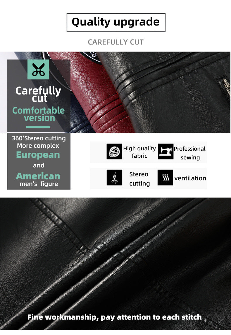 Veste en similicuir pour homme avec col montant et poches multiples | KH-188