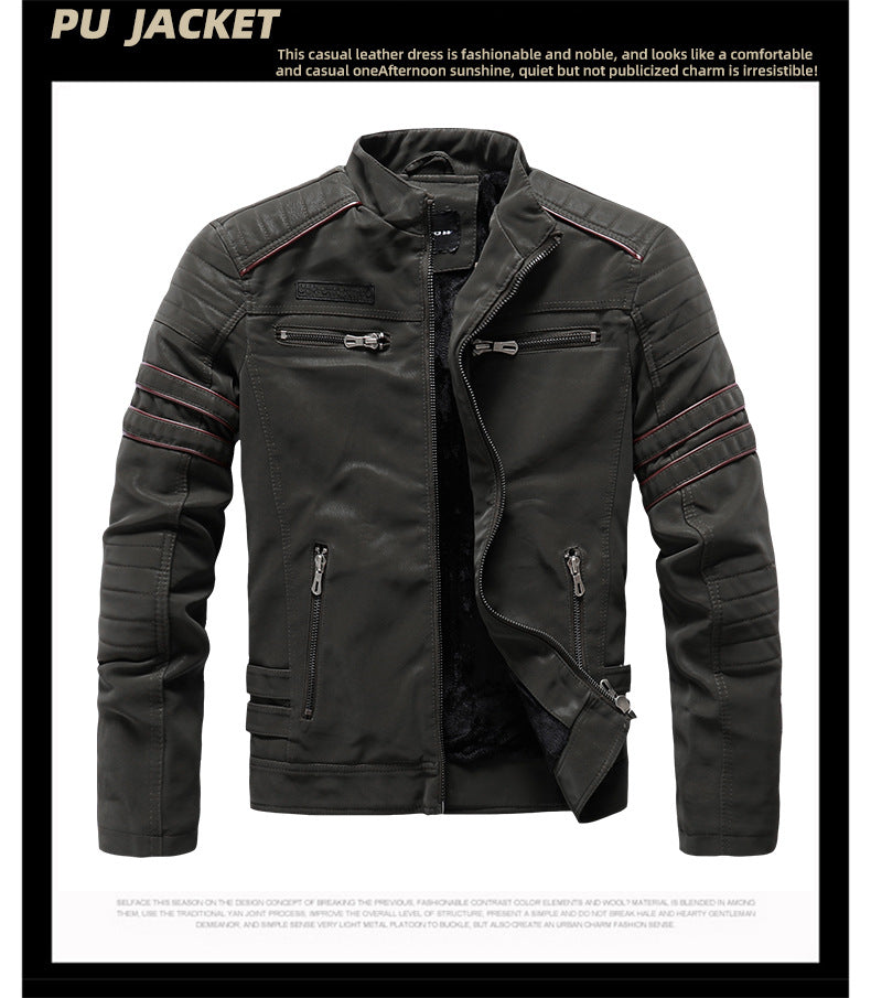 Giacca da uomo in pelle scamosciata morbida spazzolata PU, moda, multi-ricamata, giacca da marea, blazer | 8809