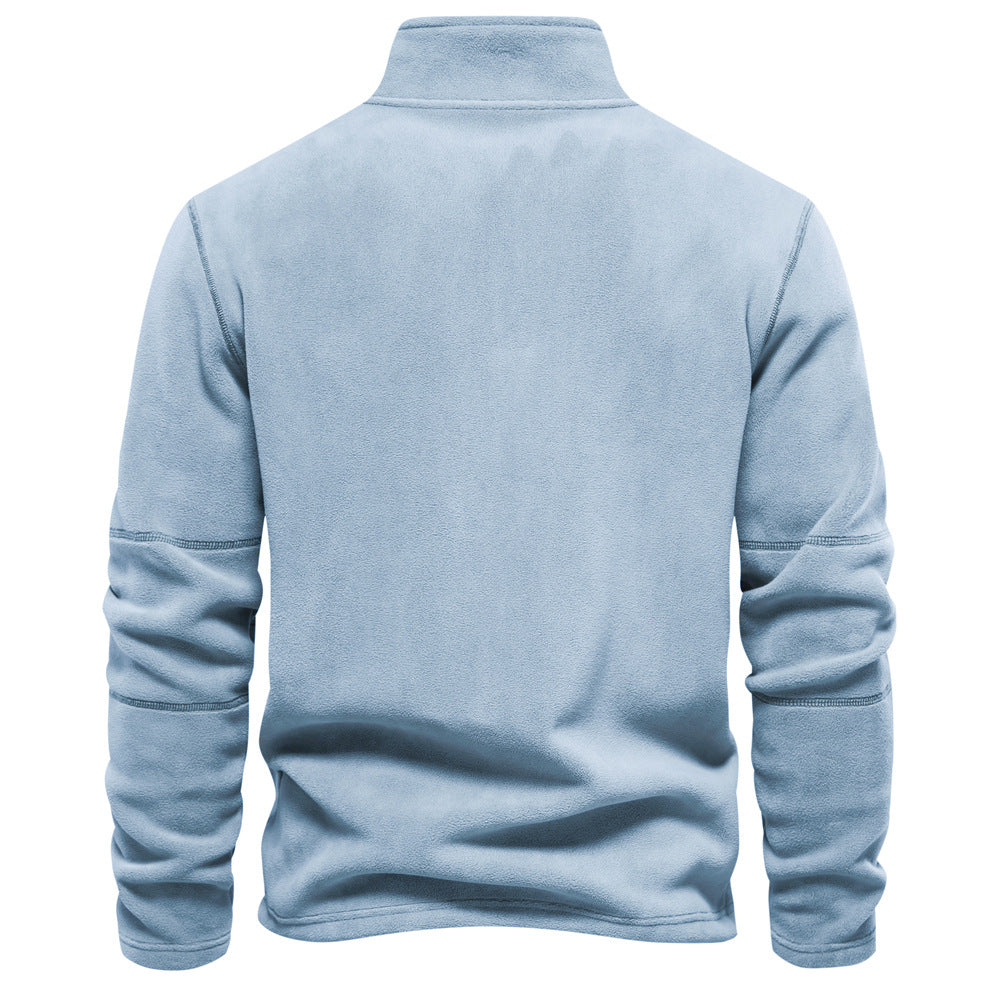 Men’s Fleece Pullover Sweatshirts | Autumn-Winter 2025 Europe Fashion | Half-Zip Stand Collar Tops | HD08
