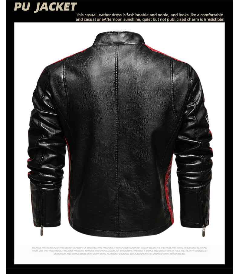 Veste en similicuir pour homme avec col montant et poches multiples | KH-188