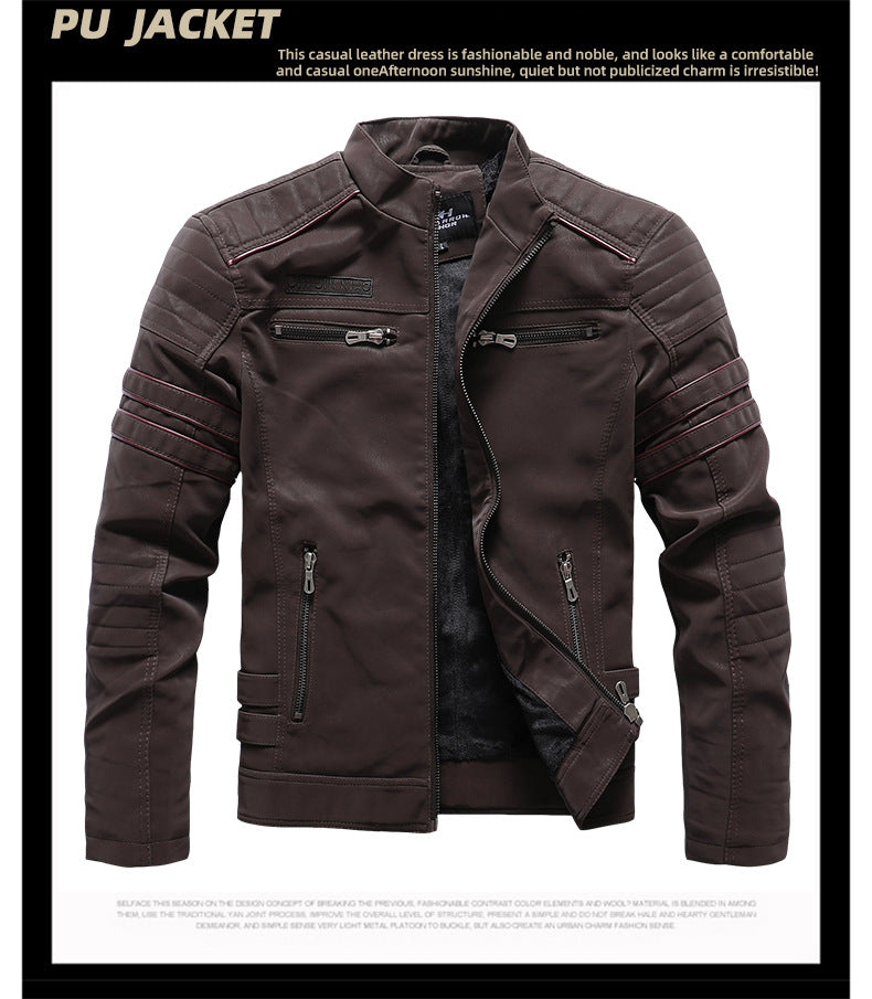 Giacca da uomo in pelle scamosciata morbida spazzolata PU, moda, multi-ricamata, giacca da marea, blazer | 8809