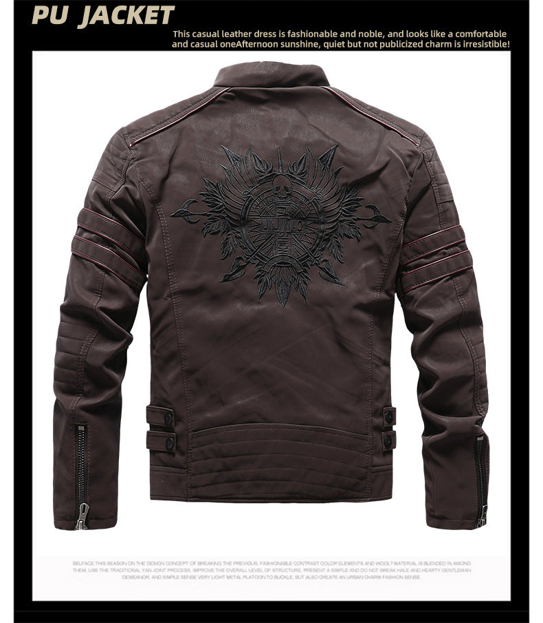 Giacca da uomo in pelle scamosciata morbida spazzolata PU, moda, multi-ricamata, giacca da marea, blazer | 8809