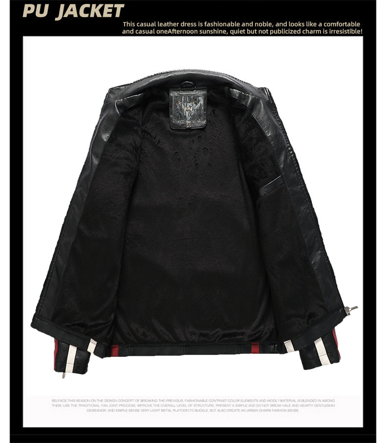 Veste en similicuir pour homme avec col montant et poches multiples | KH-188