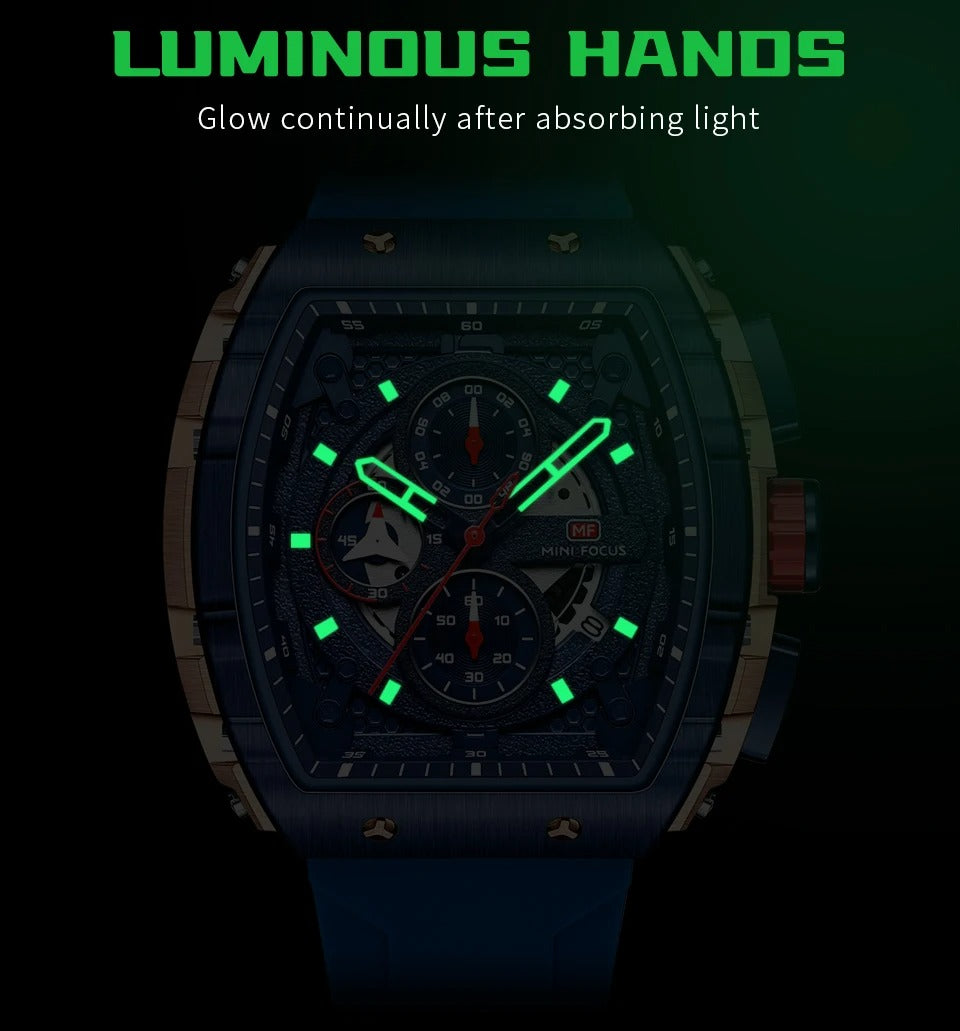 Montres de sport à quartz de luxe pour hommes avec bracelet en silicone et chronographe | MF0399G