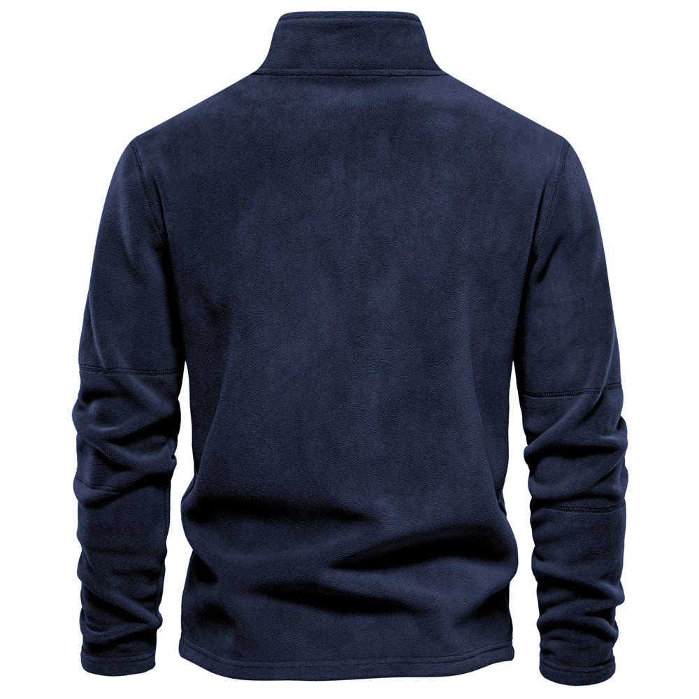 Men’s Fleece Pullover Sweatshirts | Autumn-Winter 2025 Europe Fashion | Half-Zip Stand Collar Tops | HD08