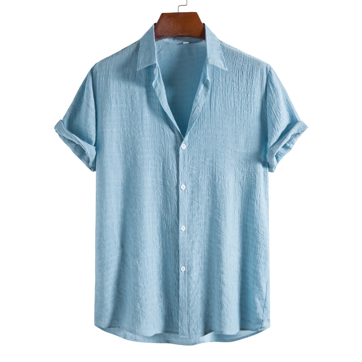 Men's Classic Solid Jacquard Short-Sleeve Shirt | 16/172022
