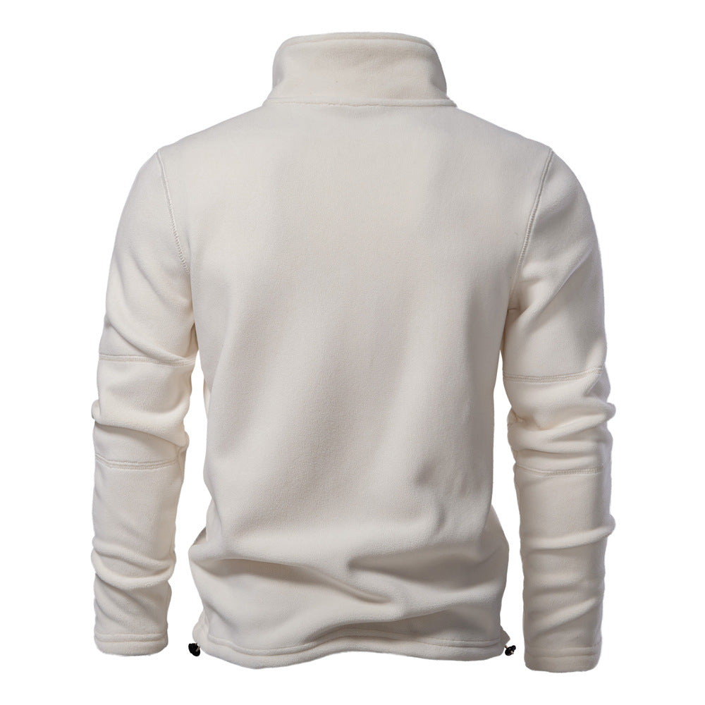 Men’s Fleece Pullover Sweatshirts | Autumn-Winter 2025 Europe Fashion | Half-Zip Stand Collar Tops | HD08