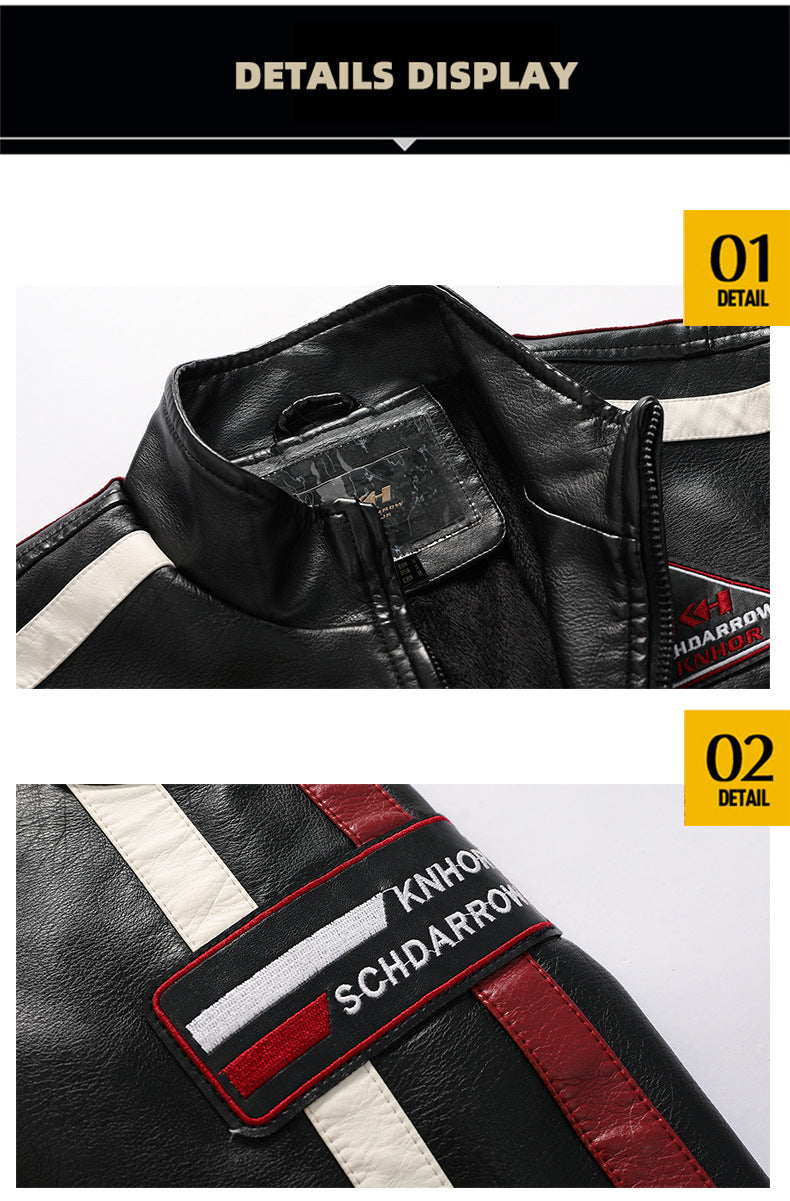 Veste en similicuir pour homme avec col montant et poches multiples | KH-188