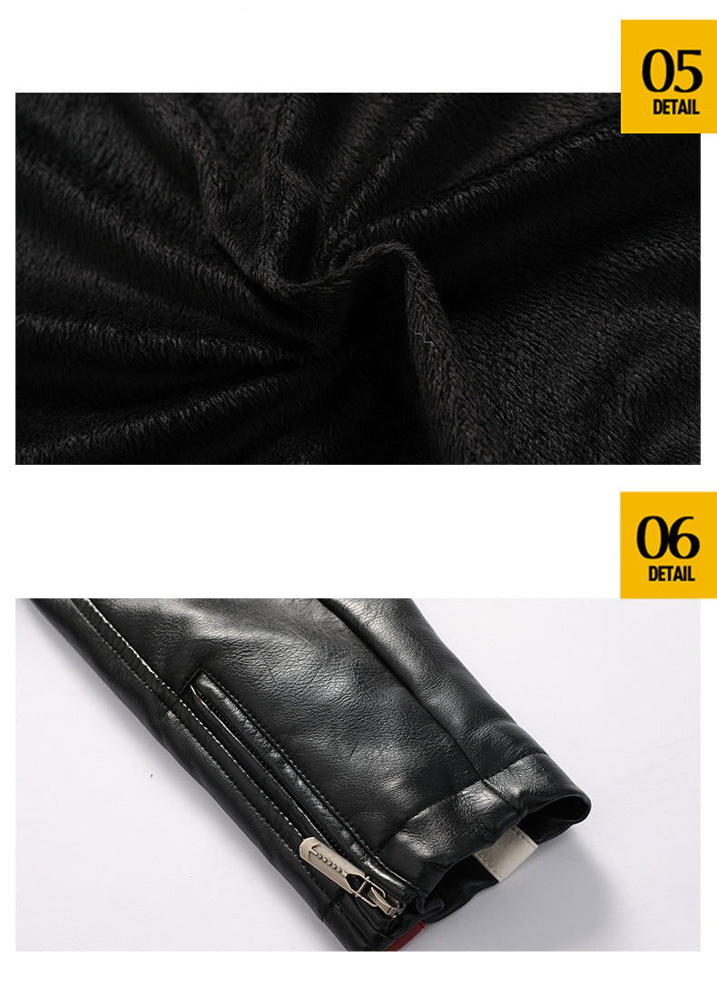 Veste en similicuir pour homme avec col montant et poches multiples | KH-188