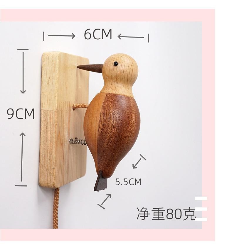Wooden Handmade Woodpecker Doorbell Self-Adhesive Vintage Bird Door Knocker for Front & Room Doors |