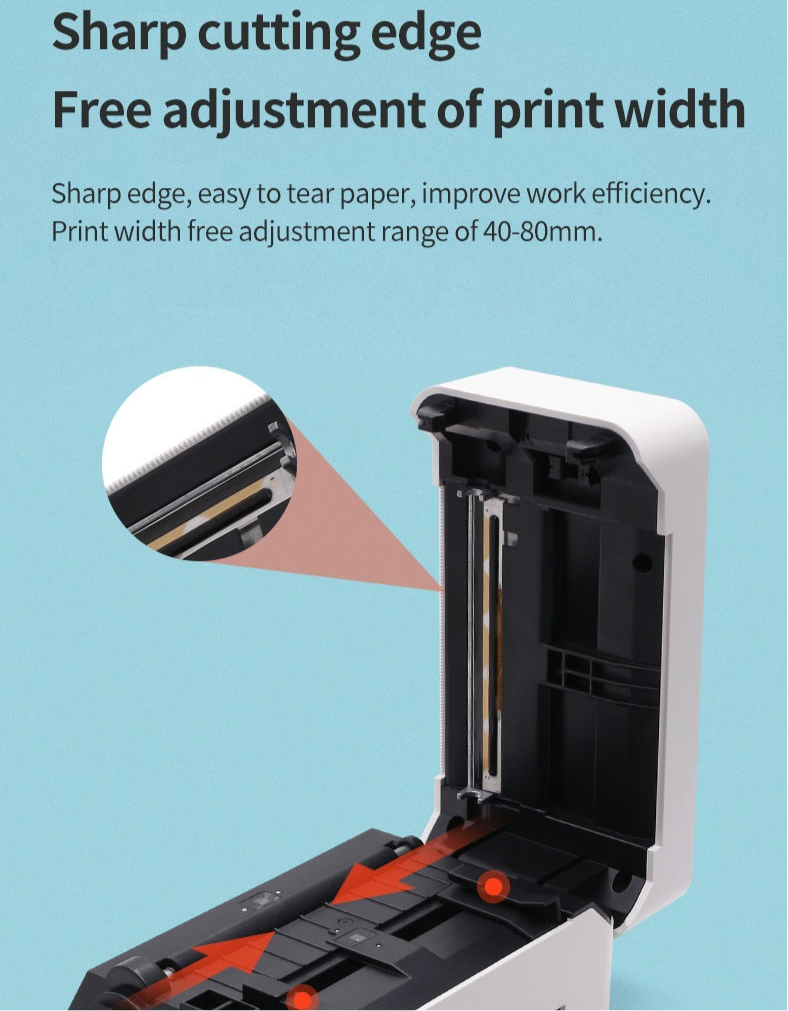Thermal Label Printer Wireless Shipping Label Printer Royal Mail, UPS, DHL, Evri etc Label Printer Mobile, USB + Bluetooth Support Printer