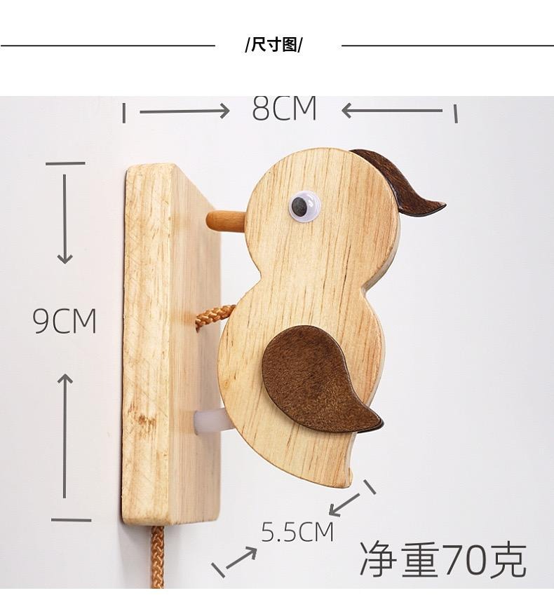 Wooden Handmade Woodpecker Doorbell Self-Adhesive Vintage Bird Door Knocker for Front & Room Doors |