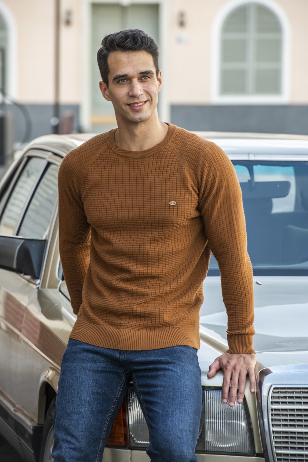 Maglione da uomo casual pullover tinta unita manica lunga slim fit maglia maglione | SW68