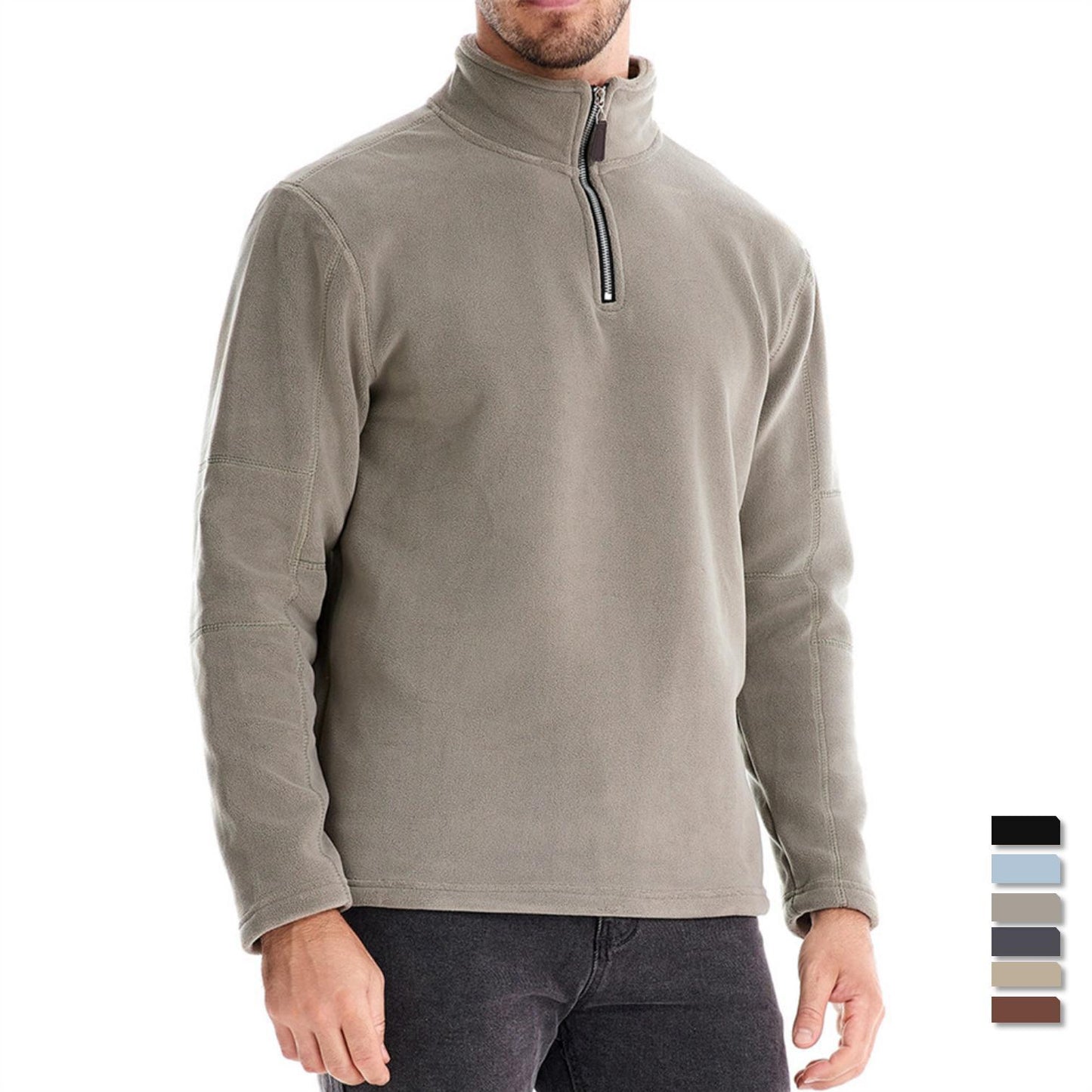 Men’s Fleece Pullover Sweatshirts | Autumn-Winter 2025 Europe Fashion | Half-Zip Stand Collar Tops | HD08