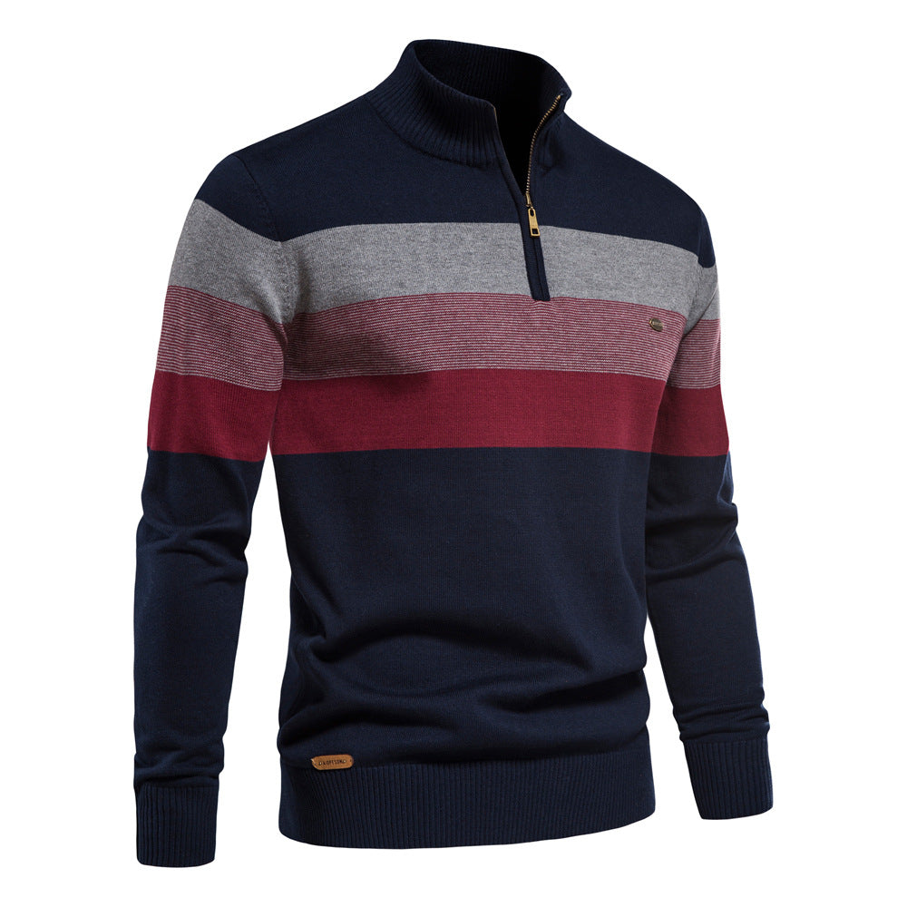 Men’s Half-Zip Mock Neck Knitted Sweater – Slim Fit Pullover for Autumn & Winter | Y245