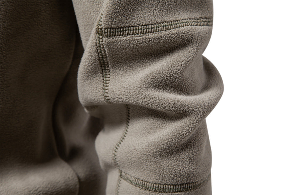 Pull à col montant et fermeture éclair pour homme, sweat-shirt uni à manches longues pour l'hiver | HD08