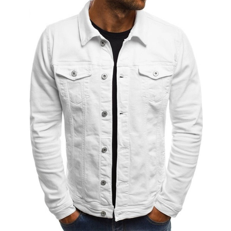 High Quality Denim Jacket Casual Solid Color Streetwear Coat Cardigan Button Workwear Jacket Top | zc132