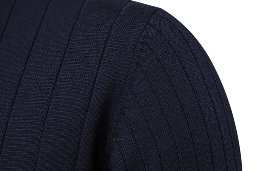 Pull d'hiver chaud à col montant pour homme, pull tricoté en coton de couleur unie | Y830