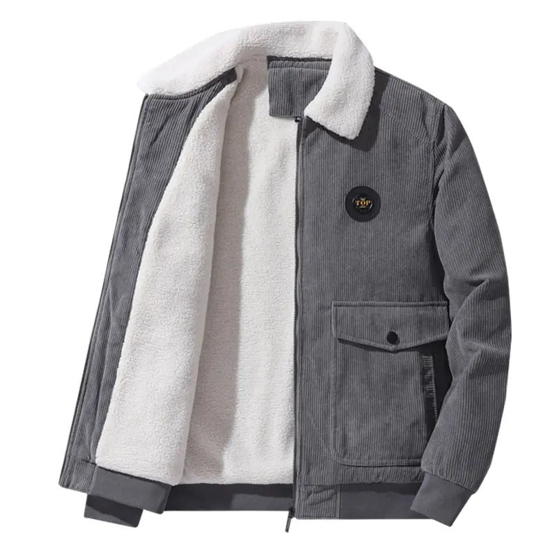 Manteau en velours côtelé chenille grande taille pour homme, veste décontractée à simple boutonnage | 212