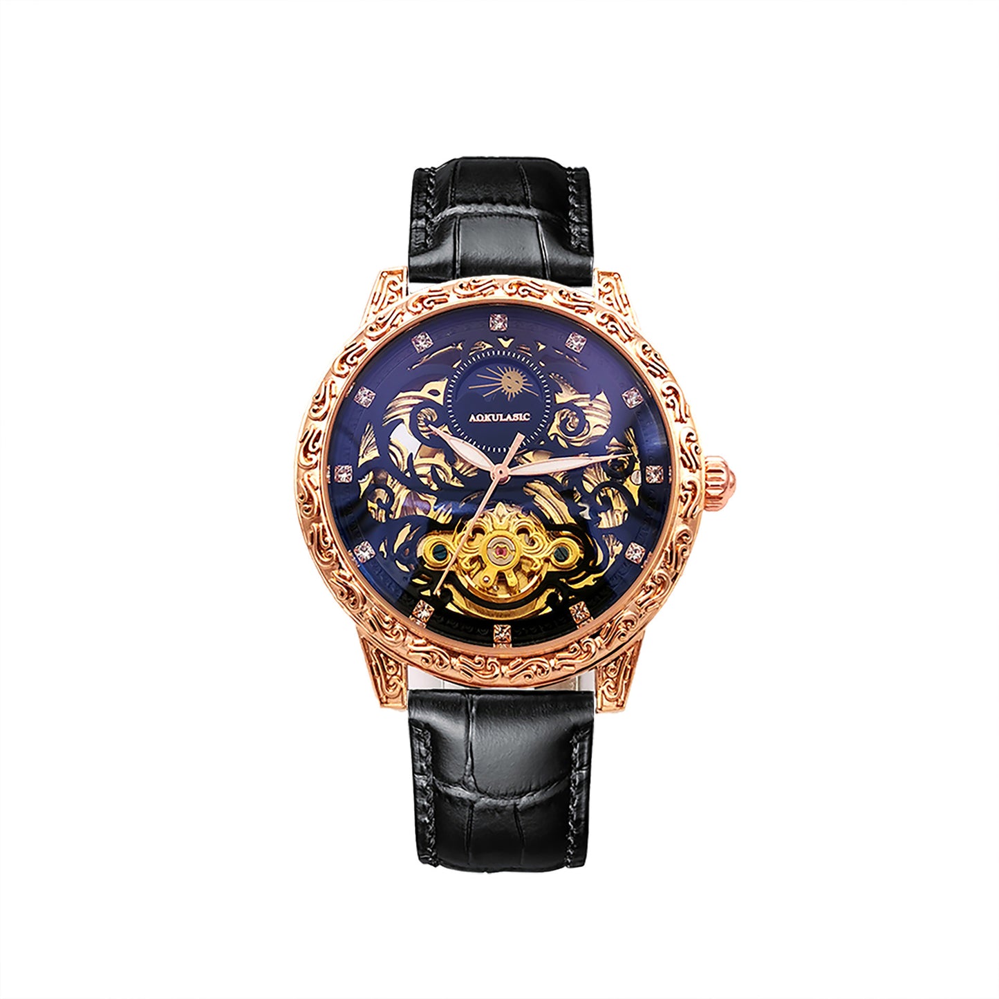 Orologi meccanici da uomo automatici impermeabili da polso da lavoro in pelle | 2120-6