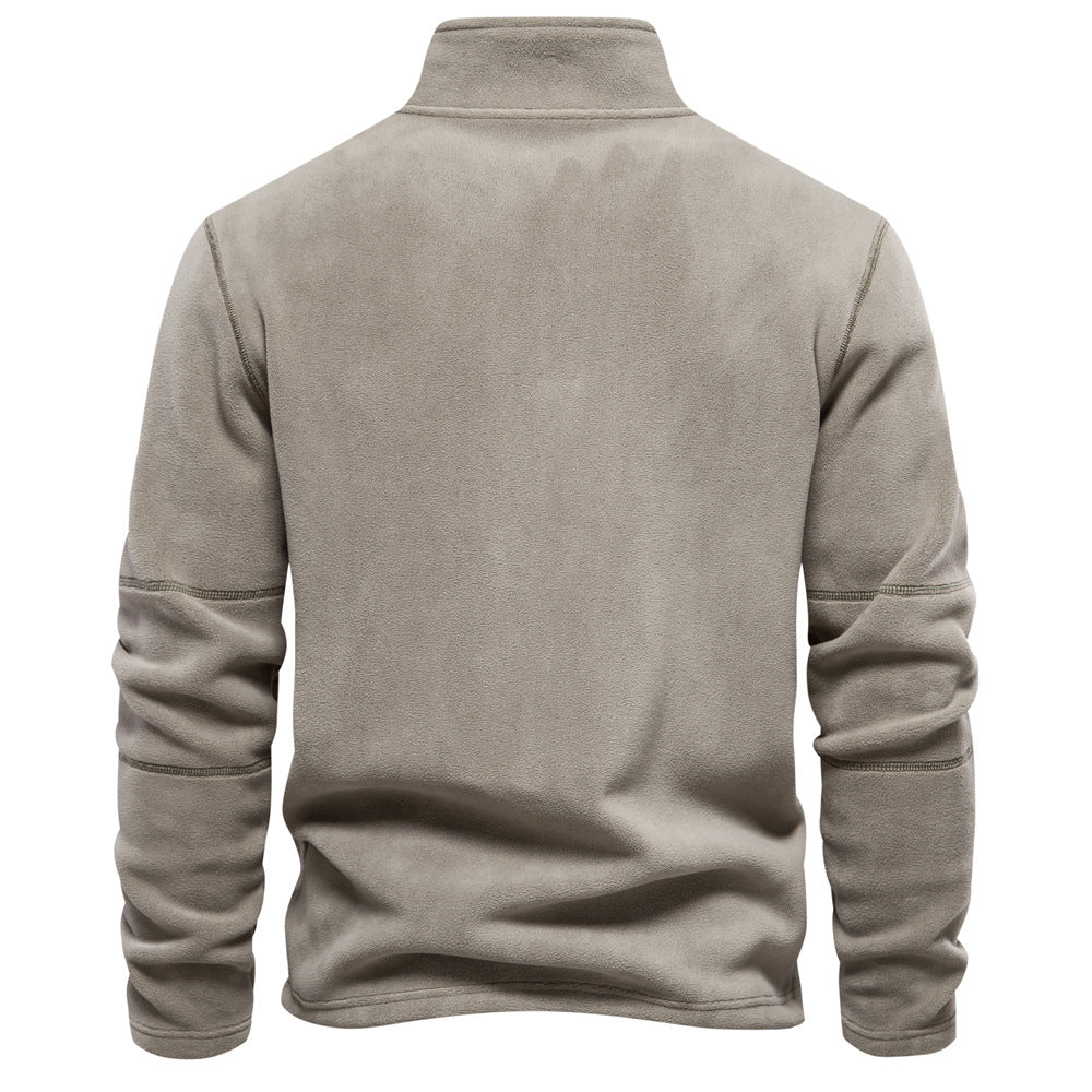 Pull à col montant et fermeture éclair pour homme, sweat-shirt uni à manches longues pour l'hiver | HD08