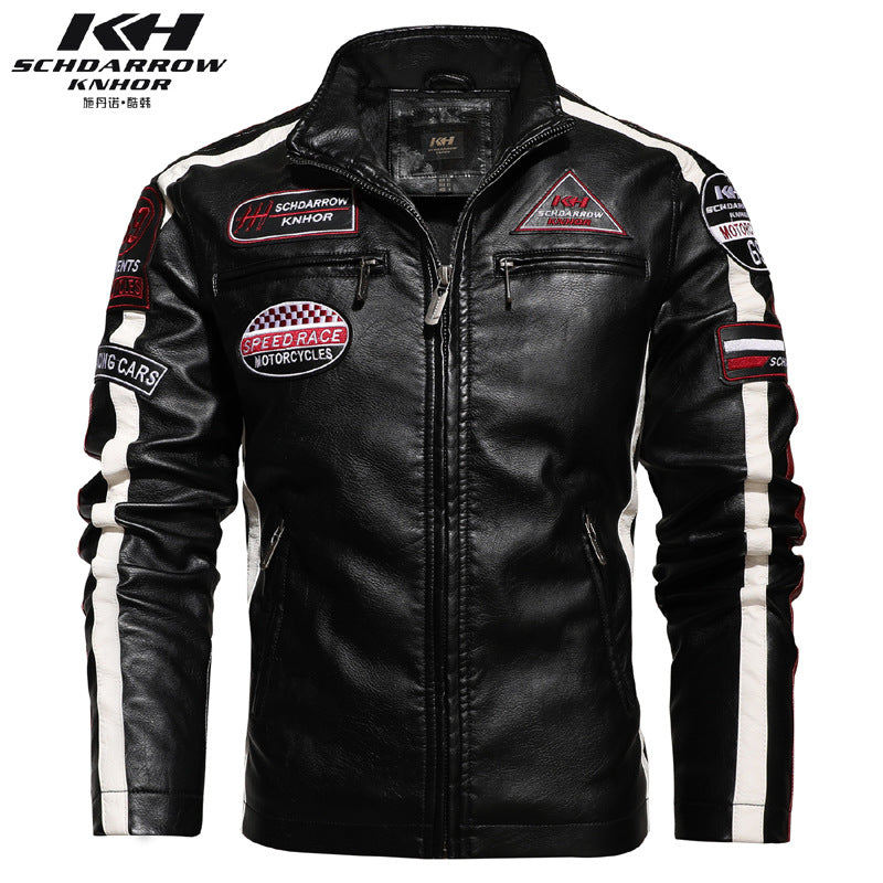 Veste en similicuir pour homme avec col montant et poches multiples | KH-188