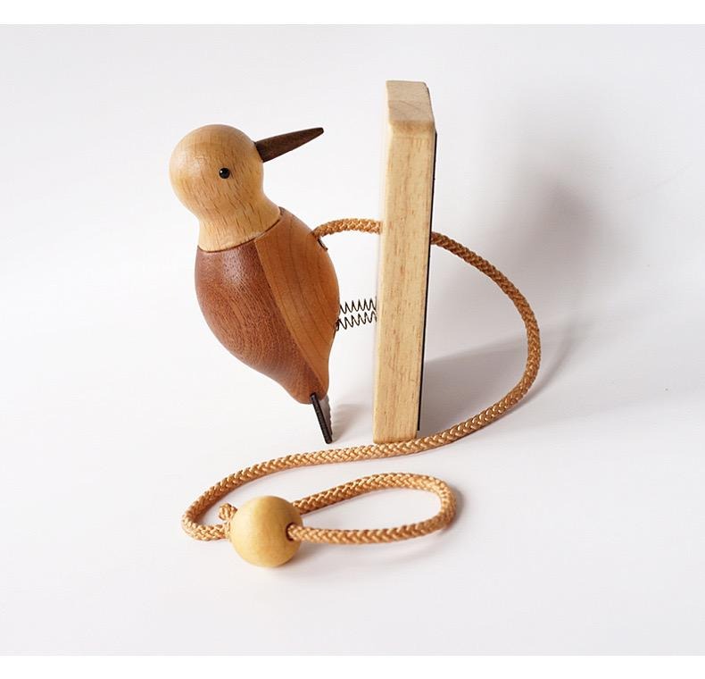 Wooden Handmade Woodpecker Doorbell Self-Adhesive Vintage Bird Door Knocker for Front & Room Doors |