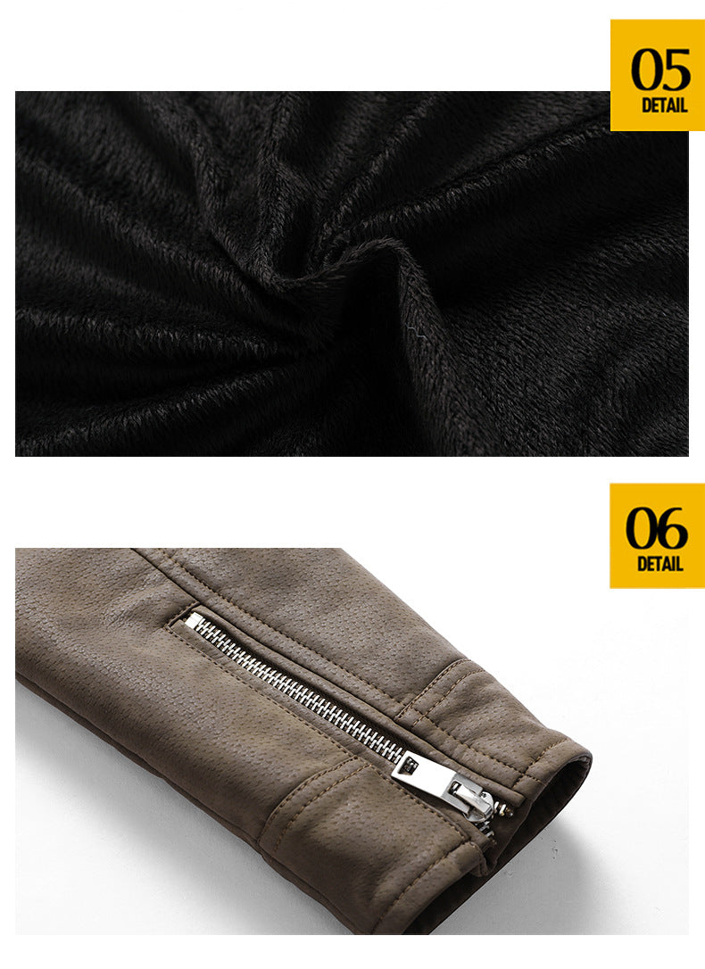 Veste en cuir PU pour homme, rembourrée, revers oblique, fermeture éclair, col montant coréen, blazer | KH-138
