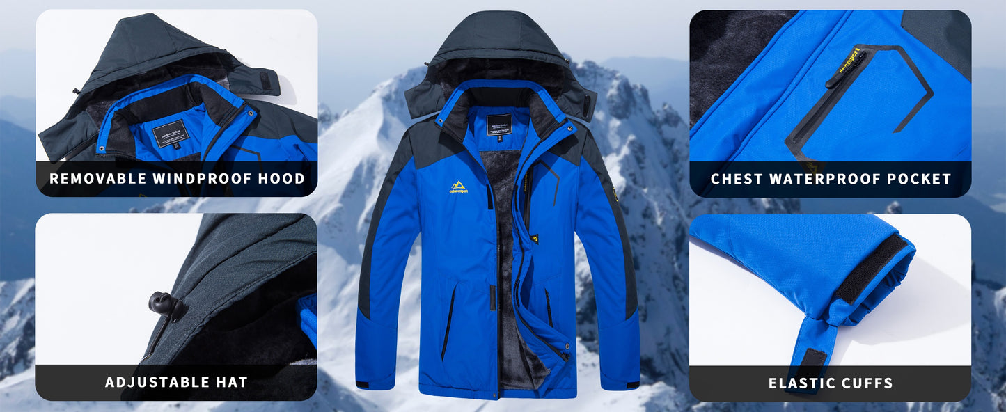 Mens Top Quality Warm Jacket Fleece Lined Waterproof Hooded Full Zip Bomber Coat
| TJ153D