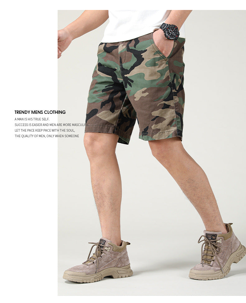 Men's Summer Camouflage American Casual Slim Fit Loose Cargo Shorts | 2301