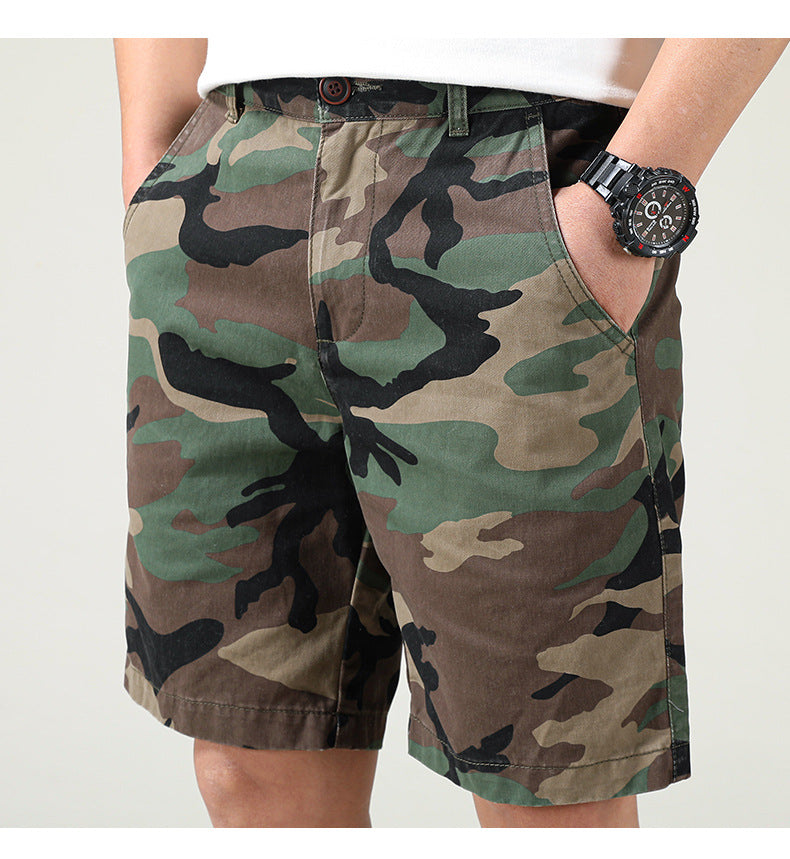 Men's Summer Camouflage American Casual Slim Fit Loose Cargo Shorts | 2301