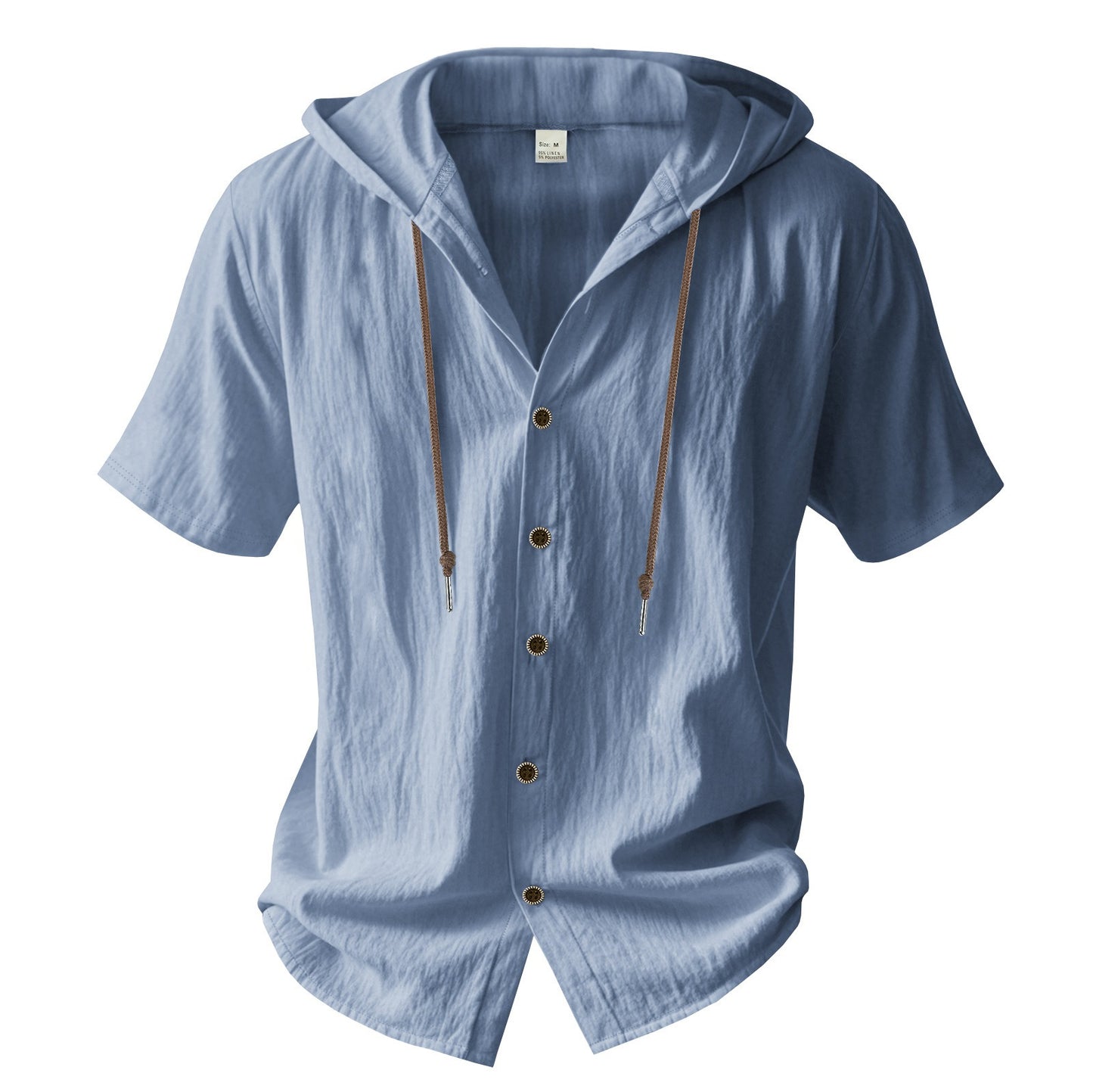 Men's Oversized Linen Shirt – Short-Sleeve Hooded Top | Breathable Amekaji Casual Style | Relaxed Fit Summer Overshirt | Spring 2025 Collection | 2455C