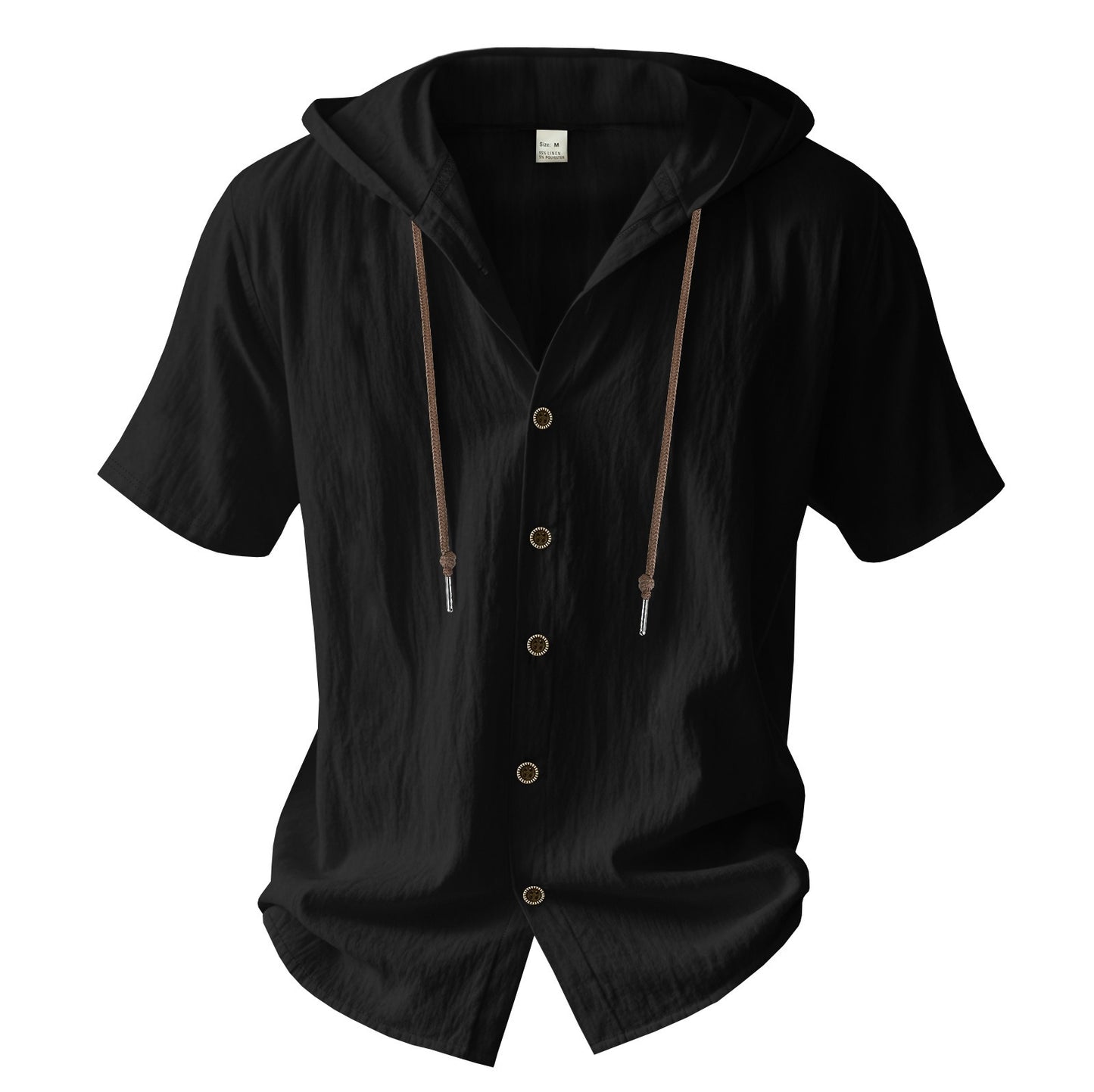 Men's Oversized Linen Shirt – Short-Sleeve Hooded Top | Breathable Amekaji Casual Style | Relaxed Fit Summer Overshirt | Spring 2025 Collection | 2455C