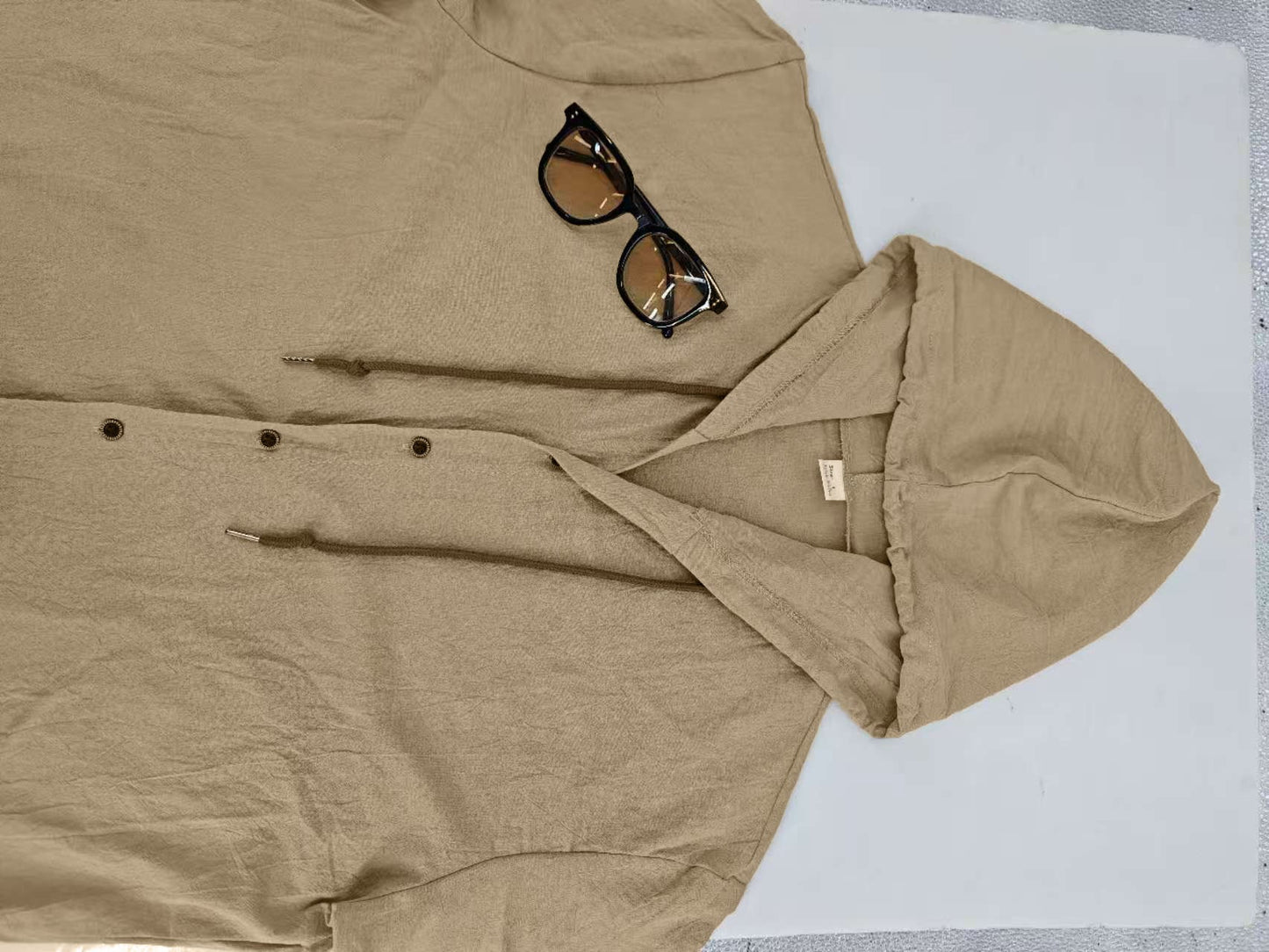 Men's Oversized Linen Shirt – Short-Sleeve Hooded Top | Breathable Amekaji Casual Style | Relaxed Fit Summer Overshirt | Spring 2025 Collection | 2455C