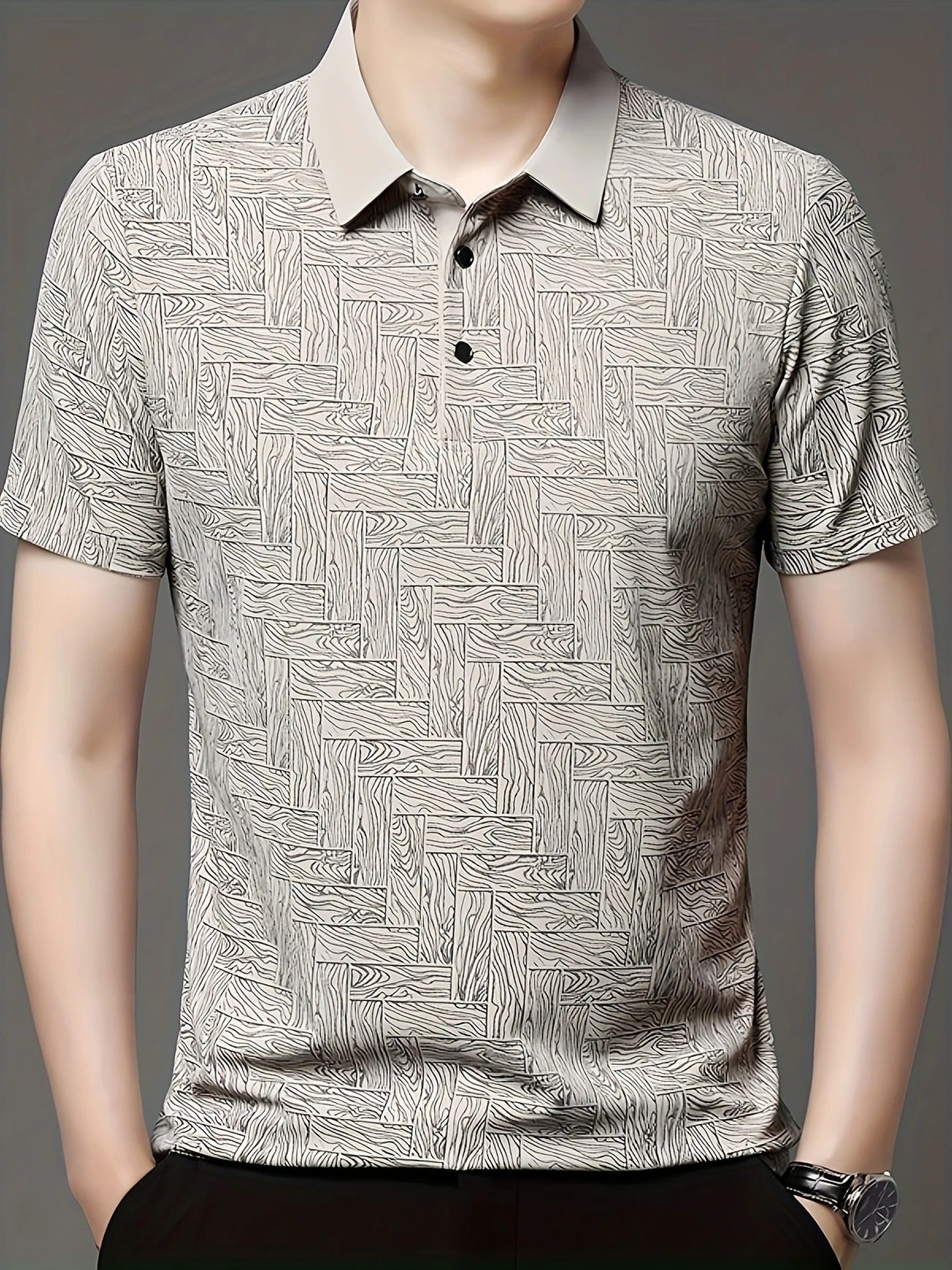 Men's Lightweight Summer Golf Shirt Casual Button-Up Short Sleeve Shirt | Q135
