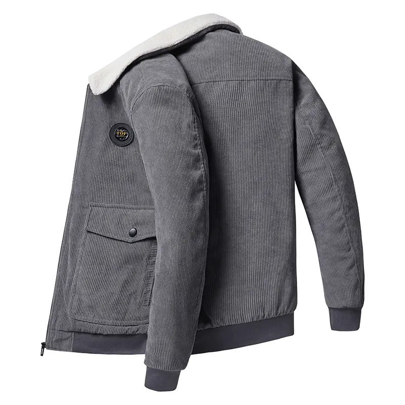 Manteau en velours côtelé chenille grande taille pour homme, veste décontractée à simple boutonnage | 212