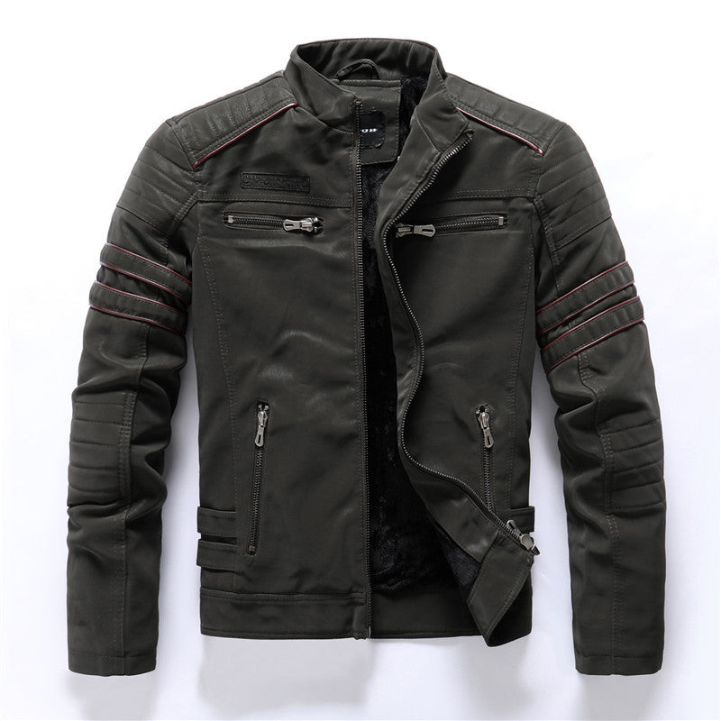 Giacca da uomo in pelle scamosciata morbida spazzolata PU, moda, multi-ricamata, giacca da marea, blazer | 8809