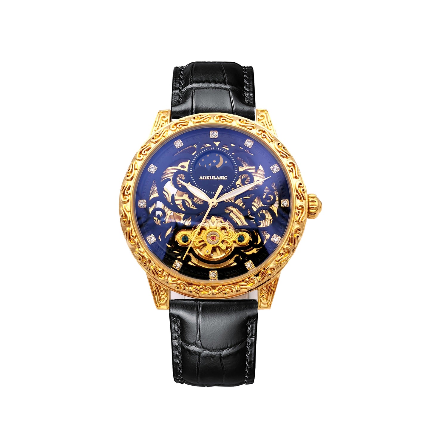 Orologi meccanici da uomo automatici impermeabili da polso da lavoro in pelle | 2120-6