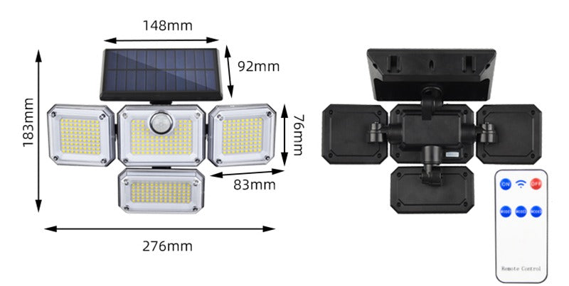 Solar LED Wall Lights Outdoor Split Motion Sensor Light 4 Heads 3 Modes Solar Lamp |