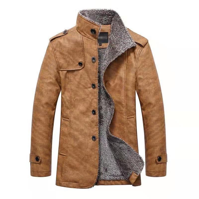 Cappotto invernale caldo in pelle da uomo, parka, giacca in pile, trench, giacca slim | ZQBA227